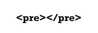 Em preto, o elemento <pre> aberto e fechado.