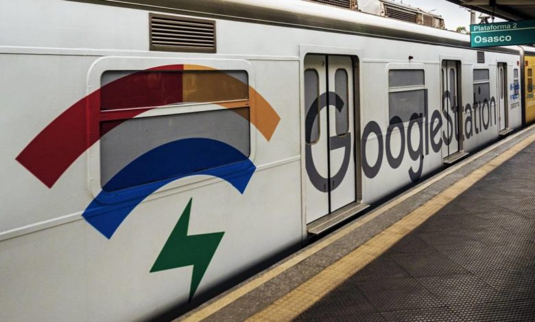 Trem com a logo do google